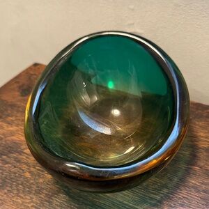 Green Glass Art Bowl